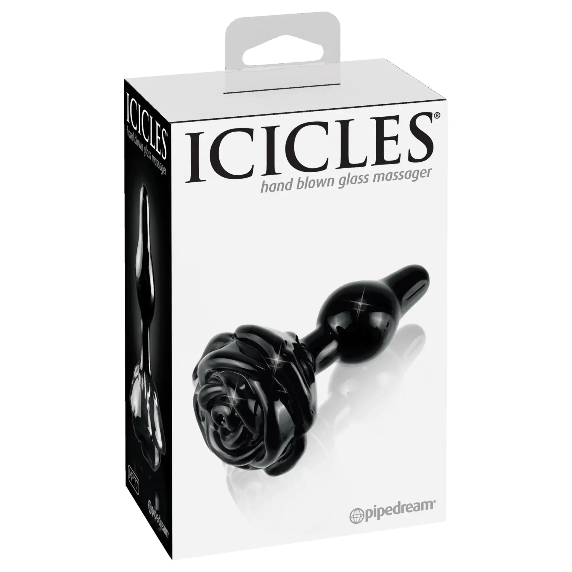 Pipedream® Pipedream Icicles No. 77 Glass Rose Butt Plug Black