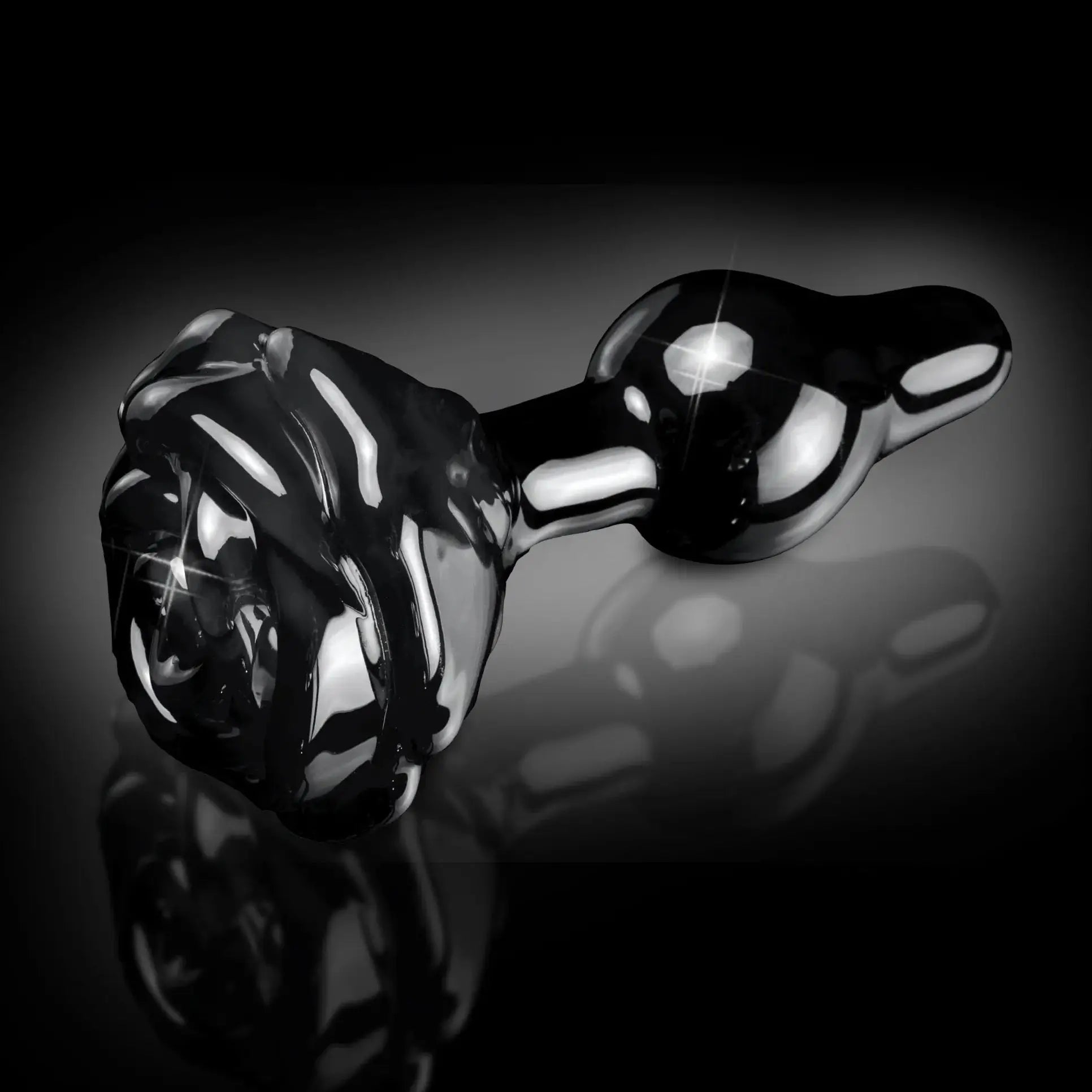 Pipedream® Pipedream Icicles No. 77 Glass Rose Butt Plug Black