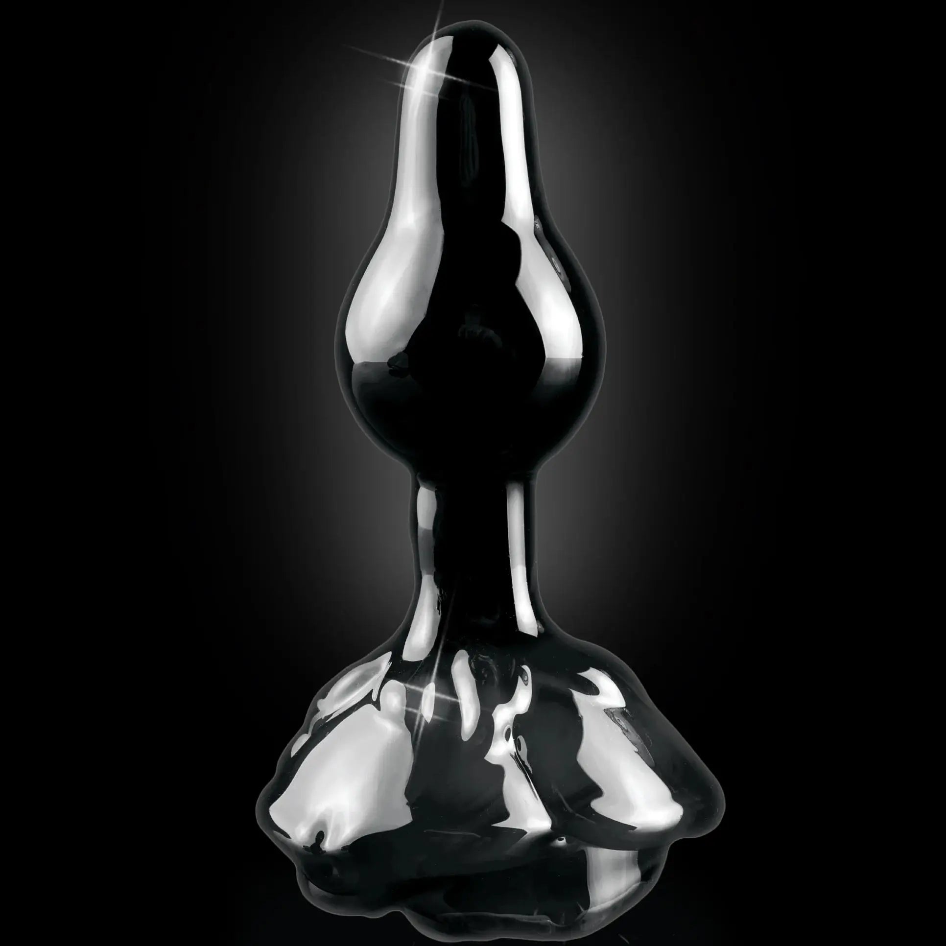 Pipedream® Pipedream Icicles No. 77 Glass Rose Butt Plug Black