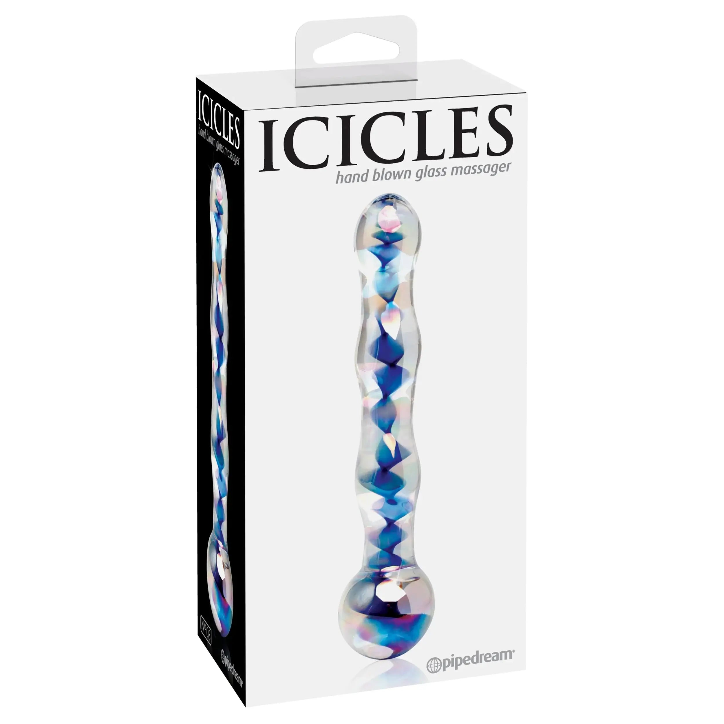 Pipedream® Pipedream Icicles No. 8 Hand-Blown Beaded Glass Dildo Blue