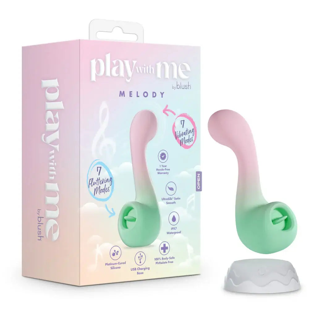 Blush Novelties® Play With Me Melody Dual Vibrator With G-Spot & Tongue-Fluttering Clitoral Stimulation - Rolik®