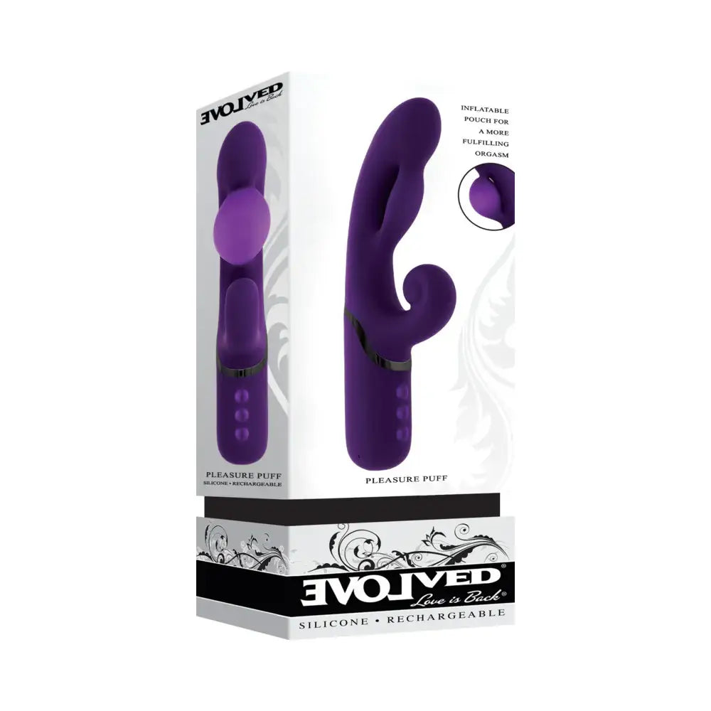Purple Pleasure Puff Inflating Rabbit Vibrator