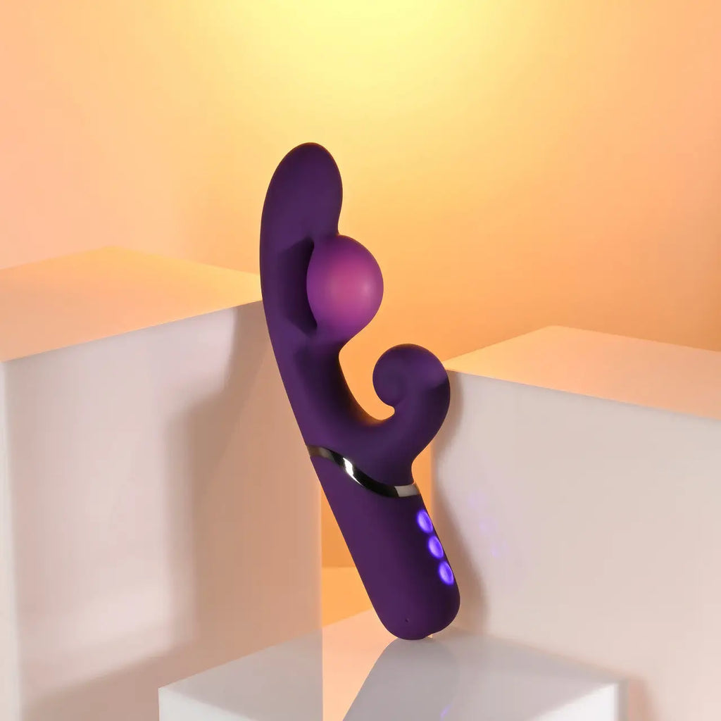 Purple Pleasure Puff Inflating Rabbit Vibrator