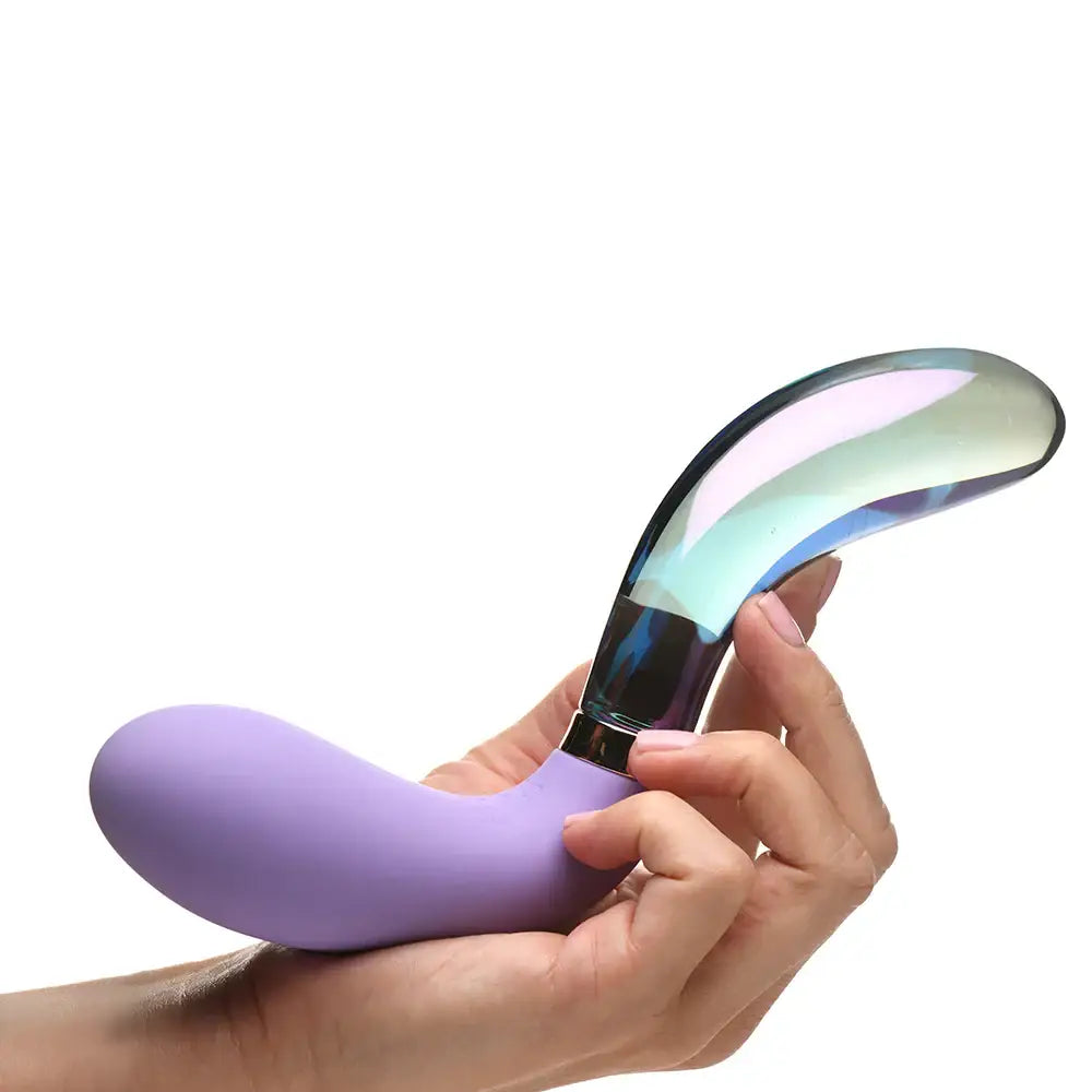 Prisms® 10X Pari Dual Ended Wavy Silicone and Glass Vibrator - Purple