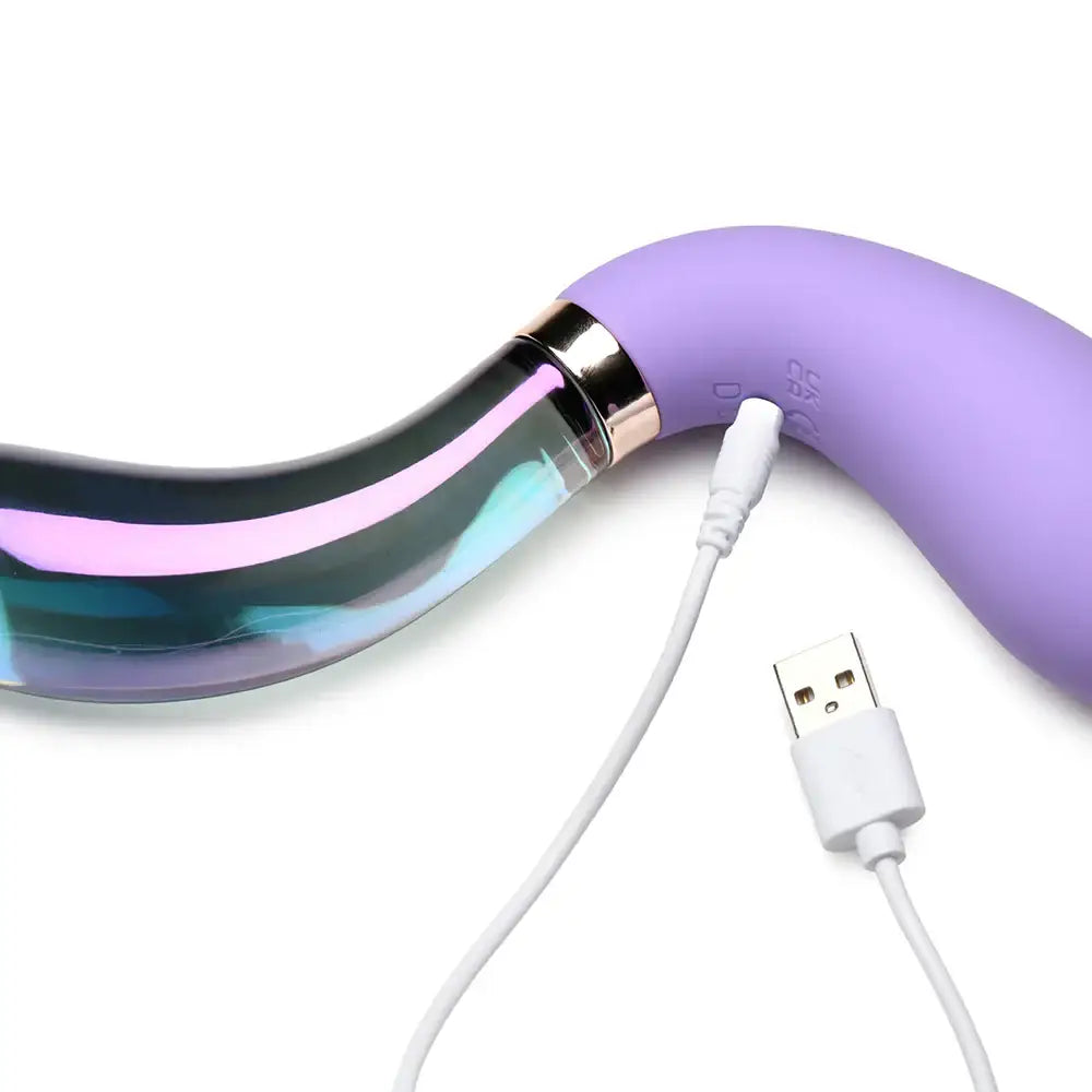 Prisms® 10X Pari Dual Ended Wavy Silicone and Glass Vibrator - Purple