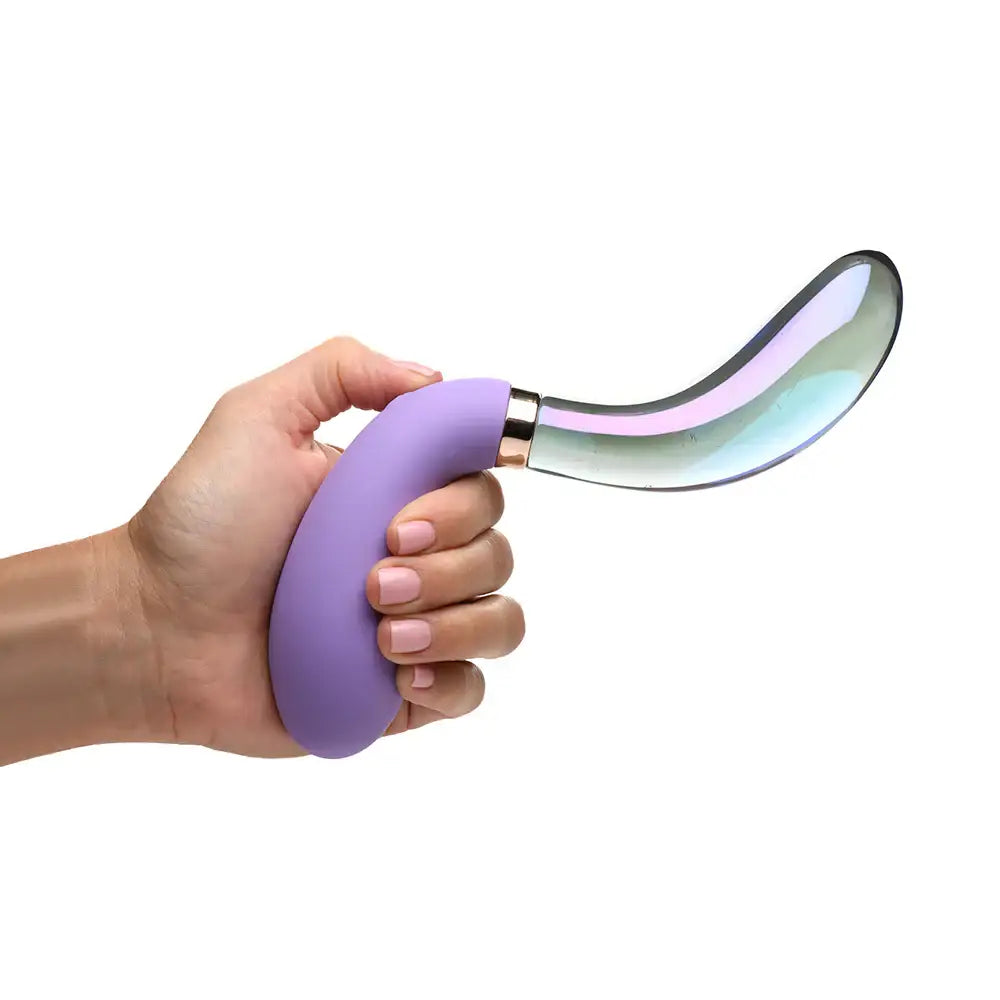 Prisms® 10X Pari Dual Ended Wavy Silicone and Glass Vibrator - Purple