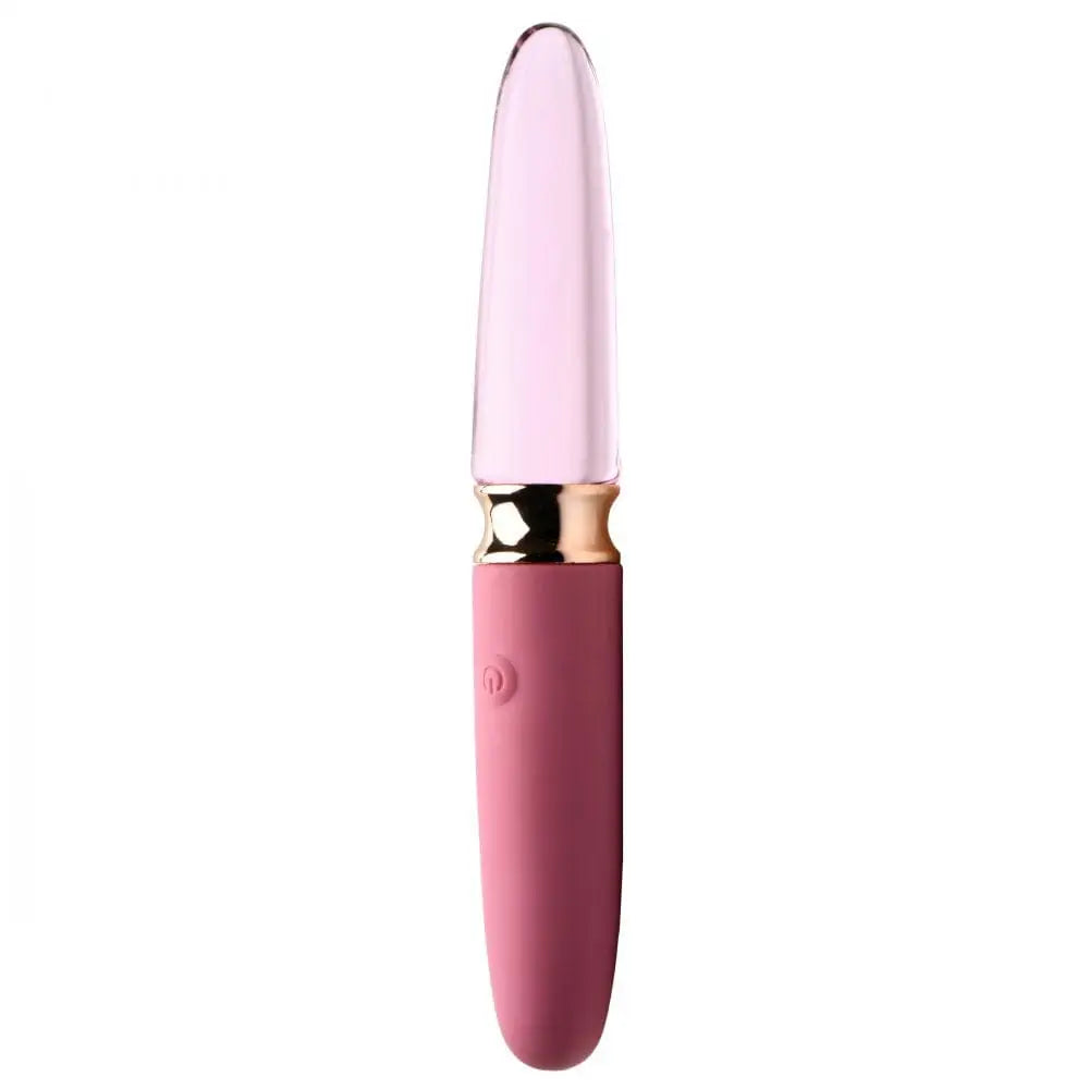 Prisms® 10X Rosé Dual Ended Smooth Silicone and Glass Vibrator - Rolik®