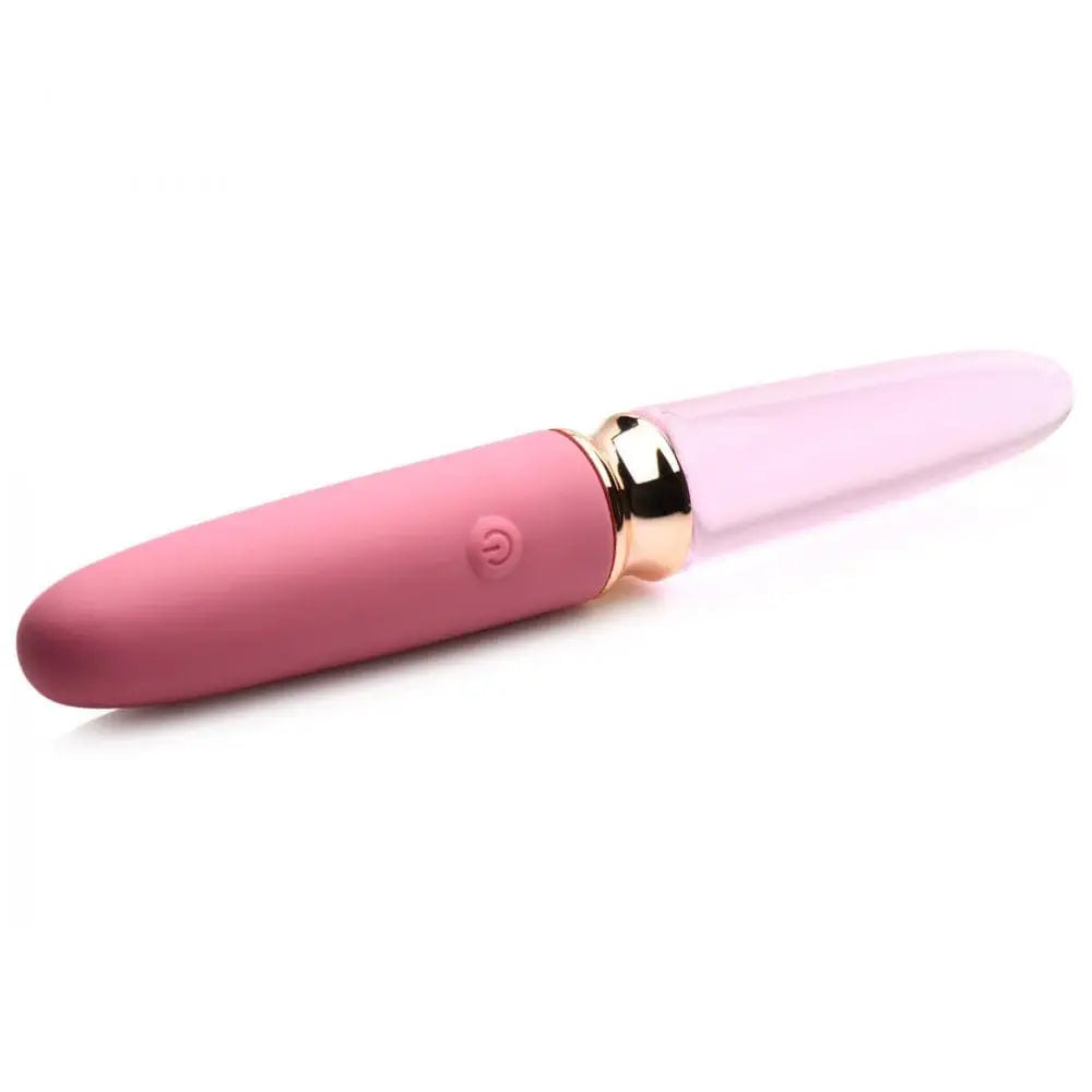 Prisms® 10X Rosé Dual Ended Smooth Silicone and Glass Vibrator - Rolik®