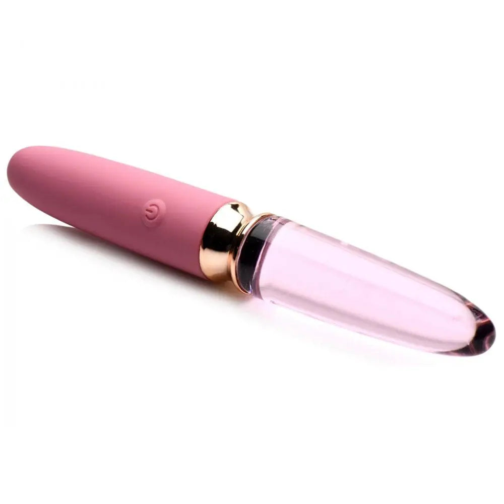 Prisms® 10X Rosé Dual Ended Smooth Silicone and Glass Vibrator - Rolik®