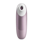 Purple and white cylindrical device on a white background