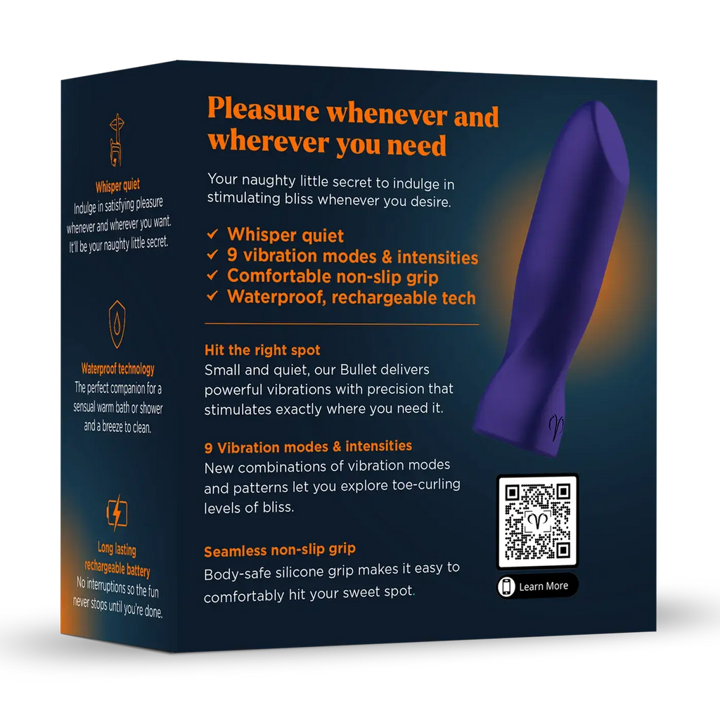 Promescent® Promescent Bullet Vibrator - Waterproof Rechargeable Clitoral Vibe with 27 Modes Dark Purple