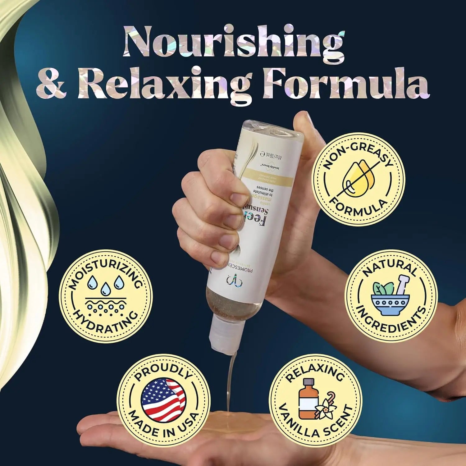 Promescent® Promescent Feel Sensual Vanilla Massage Oil - Hydrating Body 4oz 4 fl. oz.