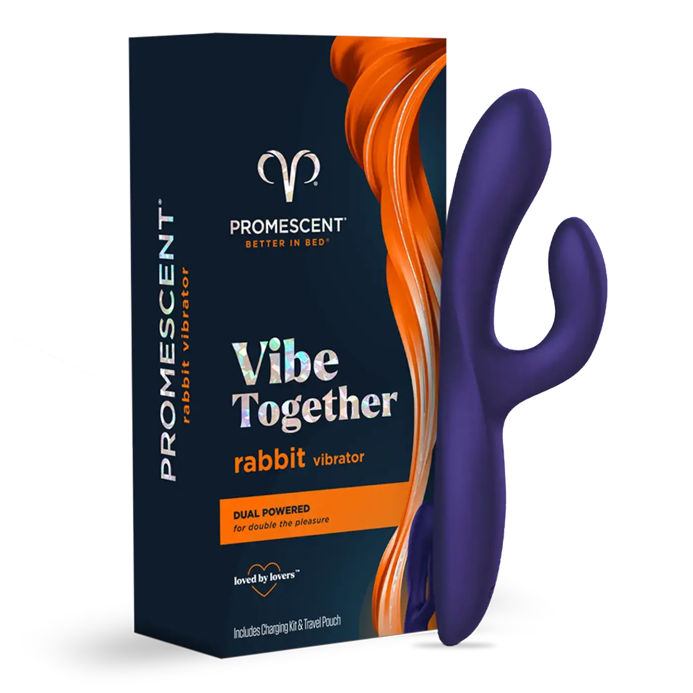 Promescent® Vibe Together Rabbit Vibrator – Dual G-Spot & Clitoral Stimulation Dark Purple
