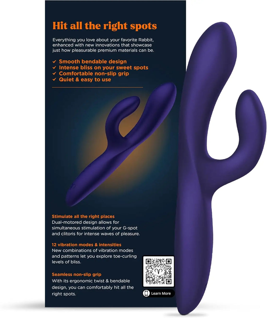 Promescent® Vibe Together Rabbit Vibrator – Dual G-Spot & Clitoral Stimulation Dark Purple