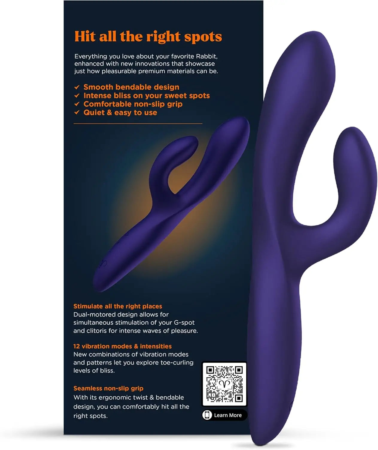 Promescent® Vibe Together Rabbit Vibrator – Dual G-Spot & Clitoral Stimulation Dark Purple