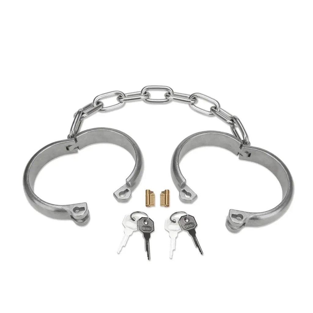 Prowler Red Heavy-Duty Stainless Steel Ankle Cuffs Silver