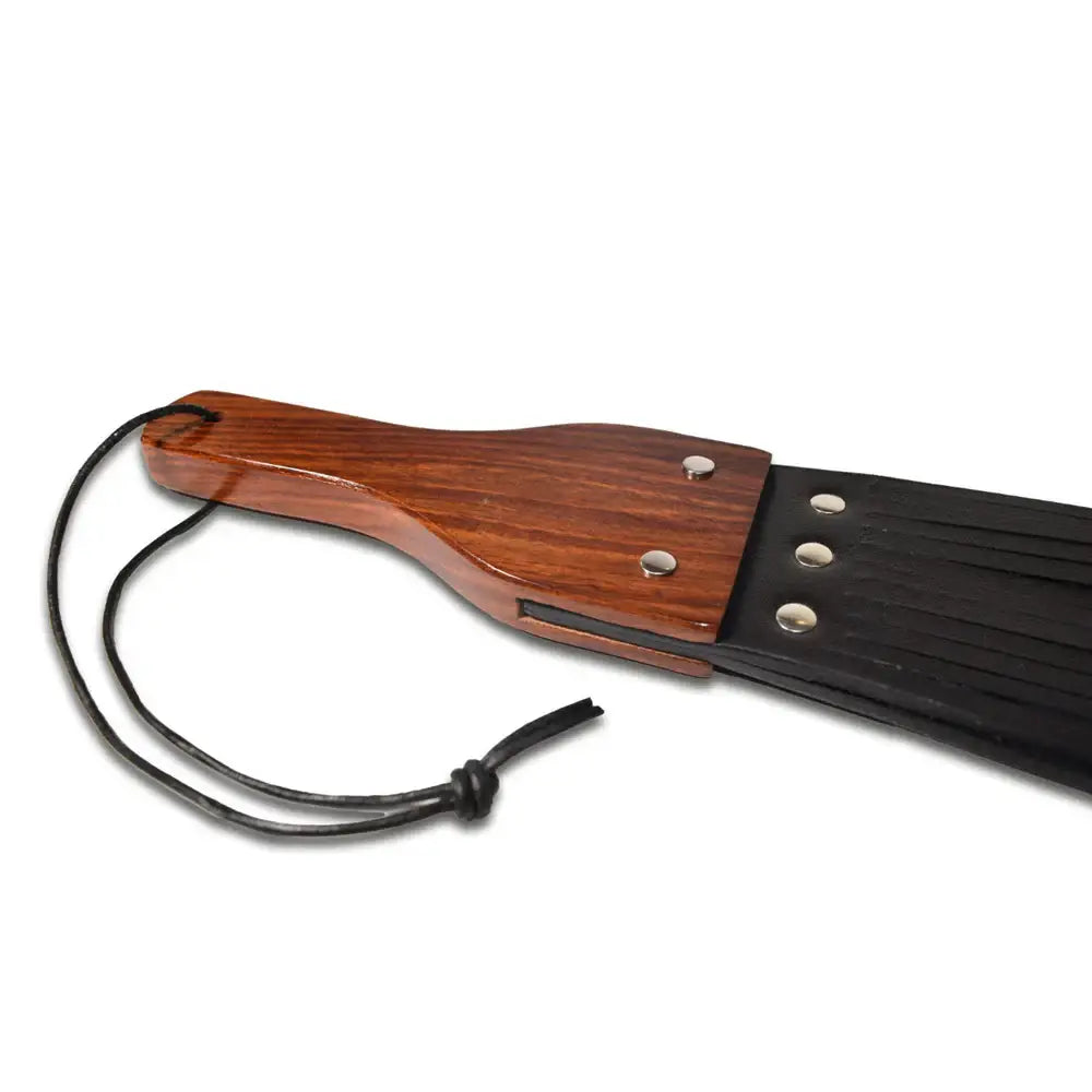 RED Leather and Wood Fringe Paddle - Flogger