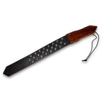 Prowler Red Leather & Wood Studded Paddle - Dual Texture Impact Play