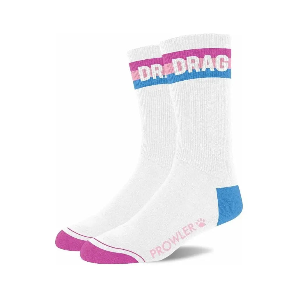 Prowler Red Statement Socks - Crew with Playful Stripes Drag