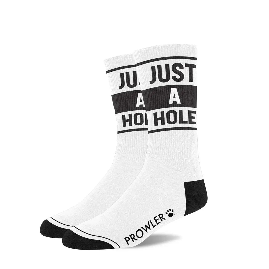 Prowler Red Statement Socks - Crew with Playful Stripes Just A Hole