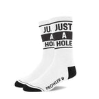 Prowler Red Statement Socks - Crew with Playful Stripes Just A Hole
