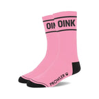 Prowler Red Statement Socks - Crew with Playful Stripes Oink Pink