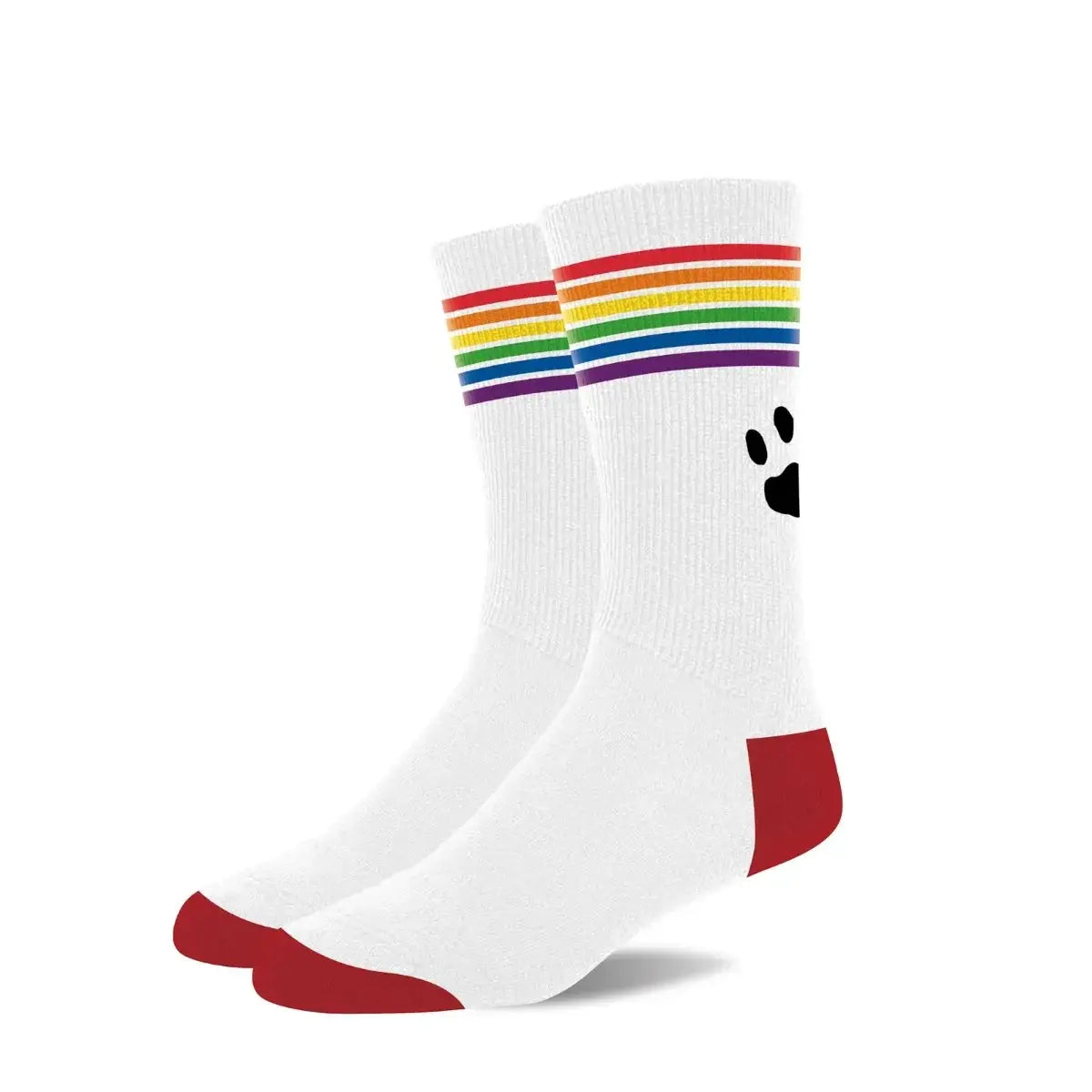 Prowler Red Statement Socks - Crew with Playful Stripes Pride
