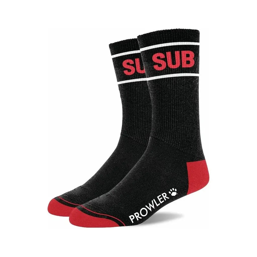 Prowler Red Statement Socks - Crew with Playful Stripes Sub