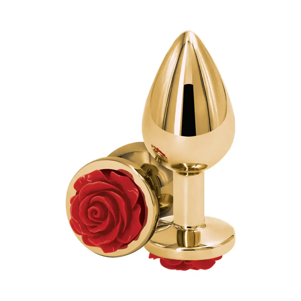 Rear Assets Aluminum Rose Anal Plug - Medium / Red - Butt