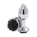Rear Assets Aluminum Rose Anal Plug - Small / Black - Butt