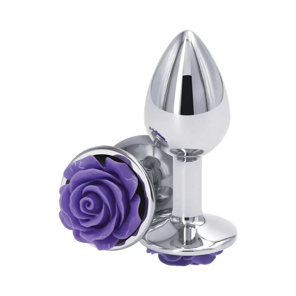 Rear Assets Aluminum Rose Anal Plug - Small / Purple - Butt