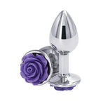 Rear Assets Aluminum Rose Anal Plug - Small / Purple - Butt