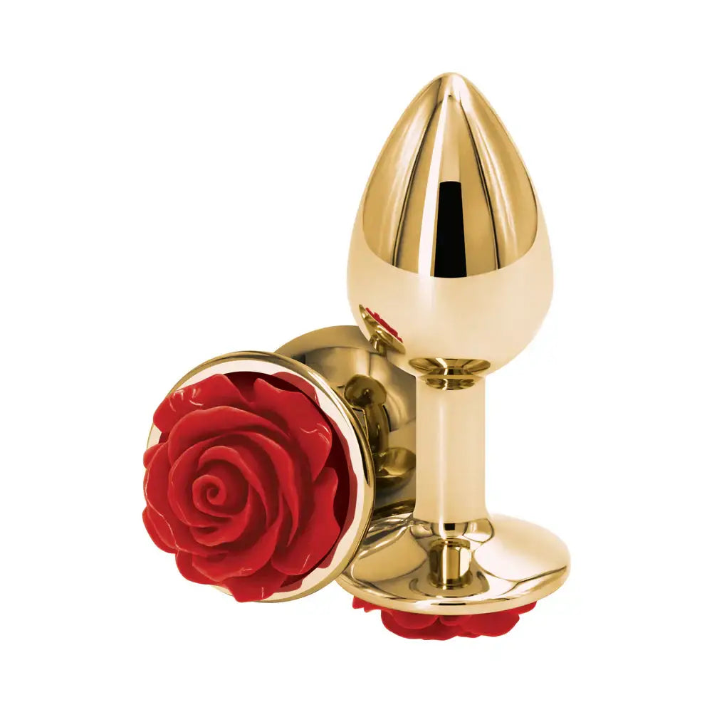 Rear Assets Aluminum Rose Anal Plug - Small / Red - Butt