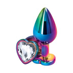 Rear Assets Multicolor Heart Butt Plug - Medium / Clear