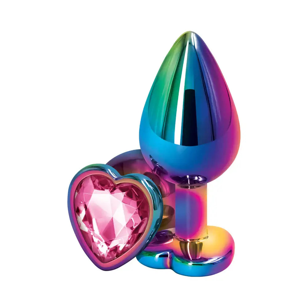 Rear Assets Multicolor Heart Butt Plug - Medium / Pink
