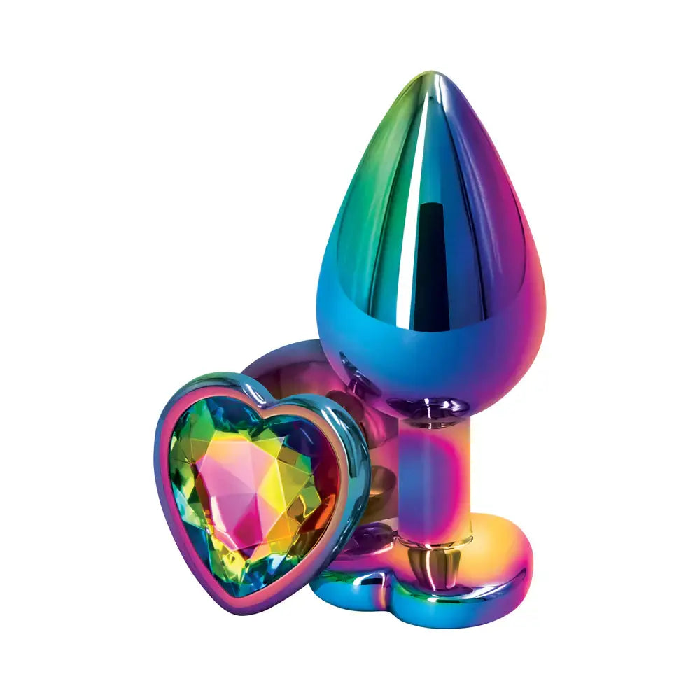 Rear Assets Multicolor Heart Butt Plug - Medium / Rainbow