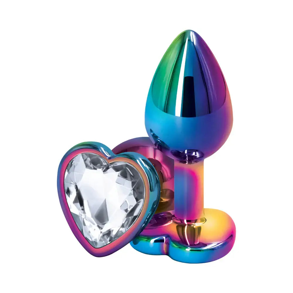 Rear Assets Multicolor Heart Butt Plug - Small / Clear