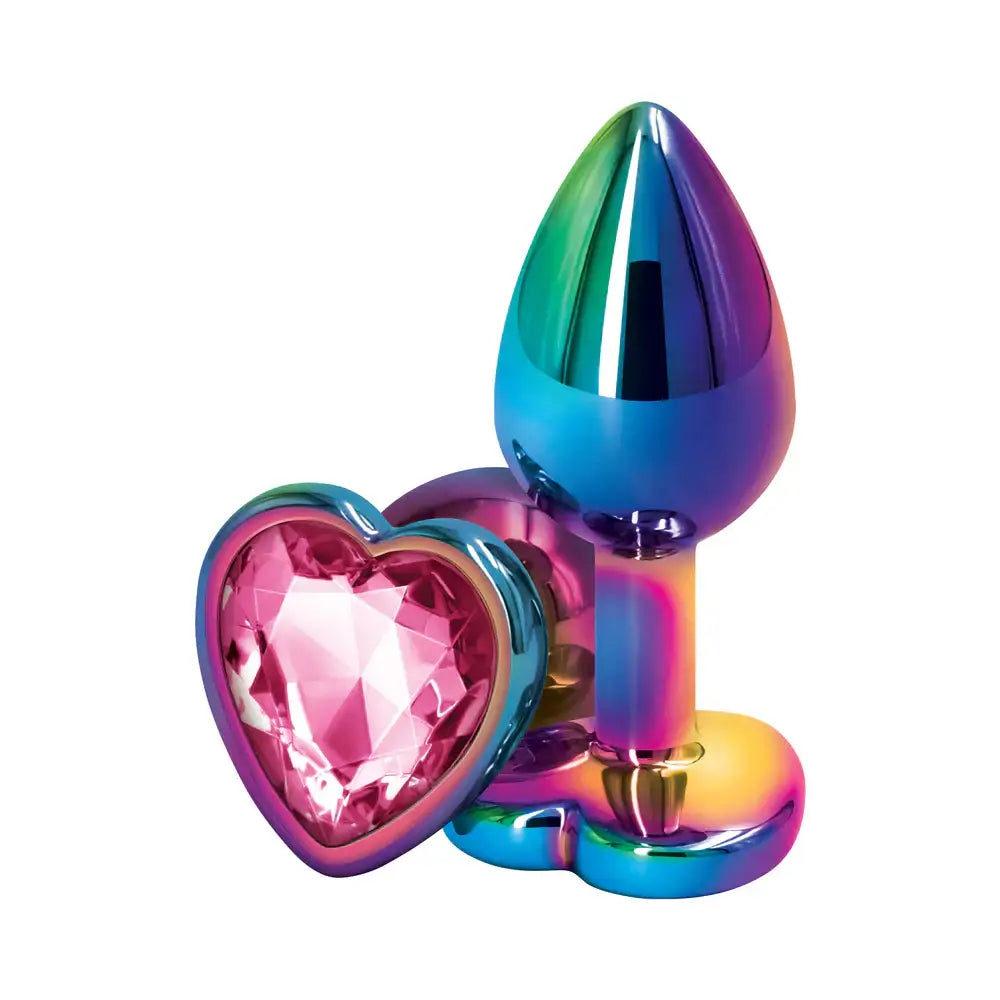 Rear Assets Multicolor Heart Butt Plug - Small / Pink