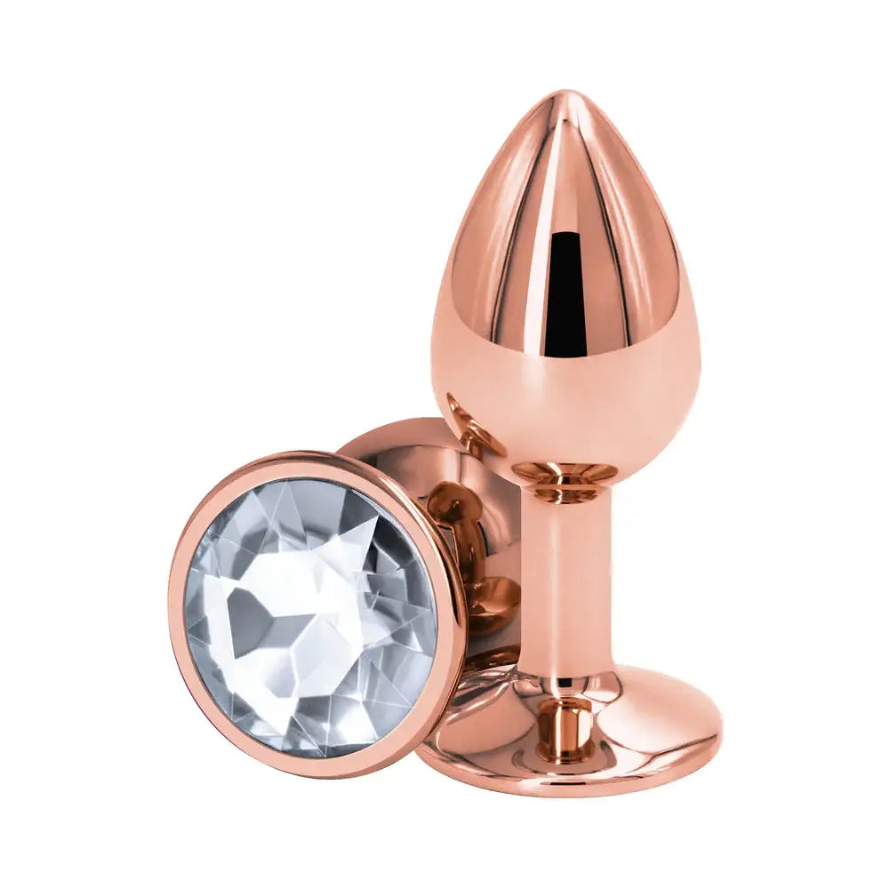 Rear Assets Rose Gold Butt Plug - Small / Clear