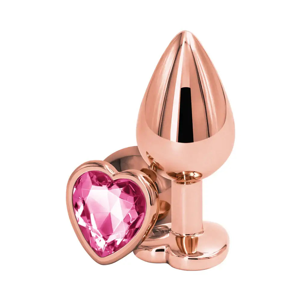 Rear Assets Rose Gold Heart Butt Plug - Medium / Pink