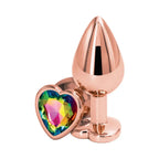 Rear Assets Rose Gold Heart Butt Plug - Medium / Rainbow