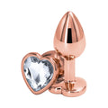 Rear Assets Rose Gold Heart Butt Plug - Small / Clear