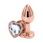 Rear Assets Rose Gold Heart Butt Plug - Small / Clear