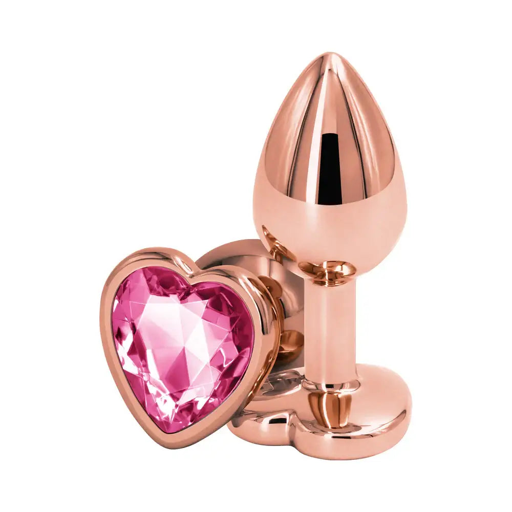 Rear Assets Rose Gold Heart Butt Plug - Small / Pink