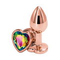Rear Assets Rose Gold Heart Butt Plug - Small / Rainbow