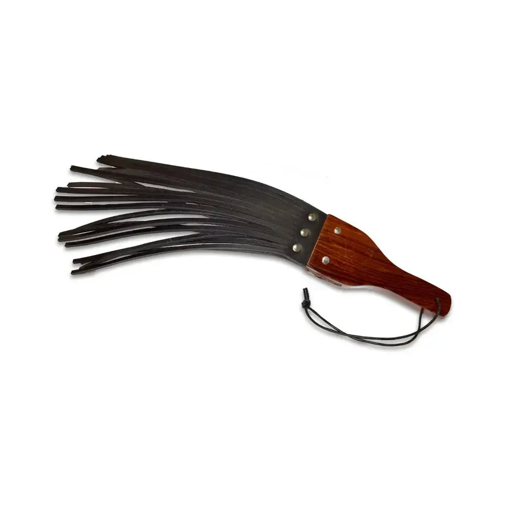 RED Leather and Wood Fringe Paddle - Flogger