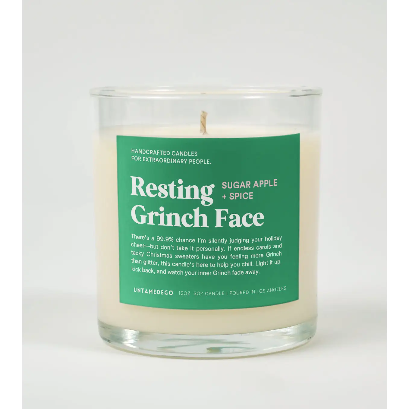 SUGAR + APPLE + SPICE Resting Grinch Face Candle