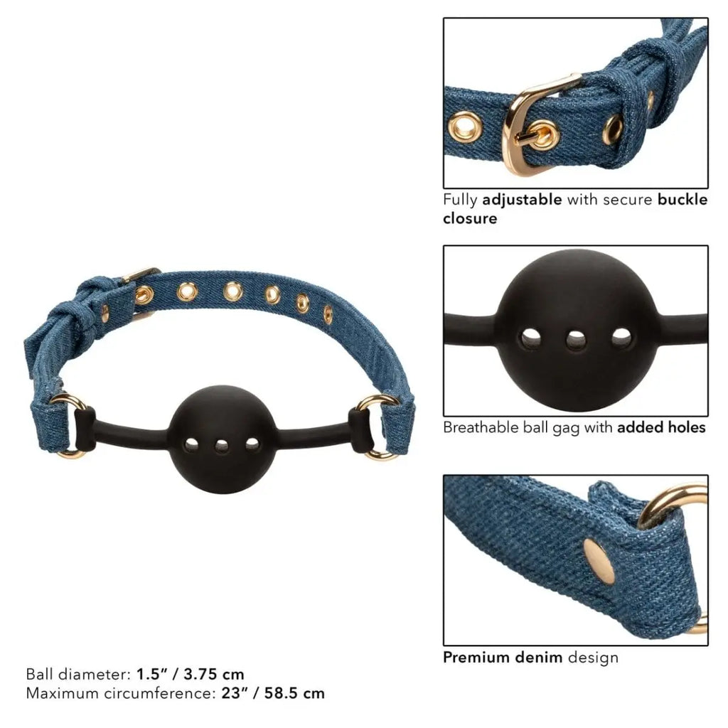 Ride 'em™ Premium Denim Collection Ball Gag - Rolik®