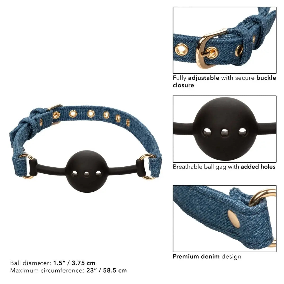 Ride 'em™ Premium Denim Collection Ball Gag - Rolik®