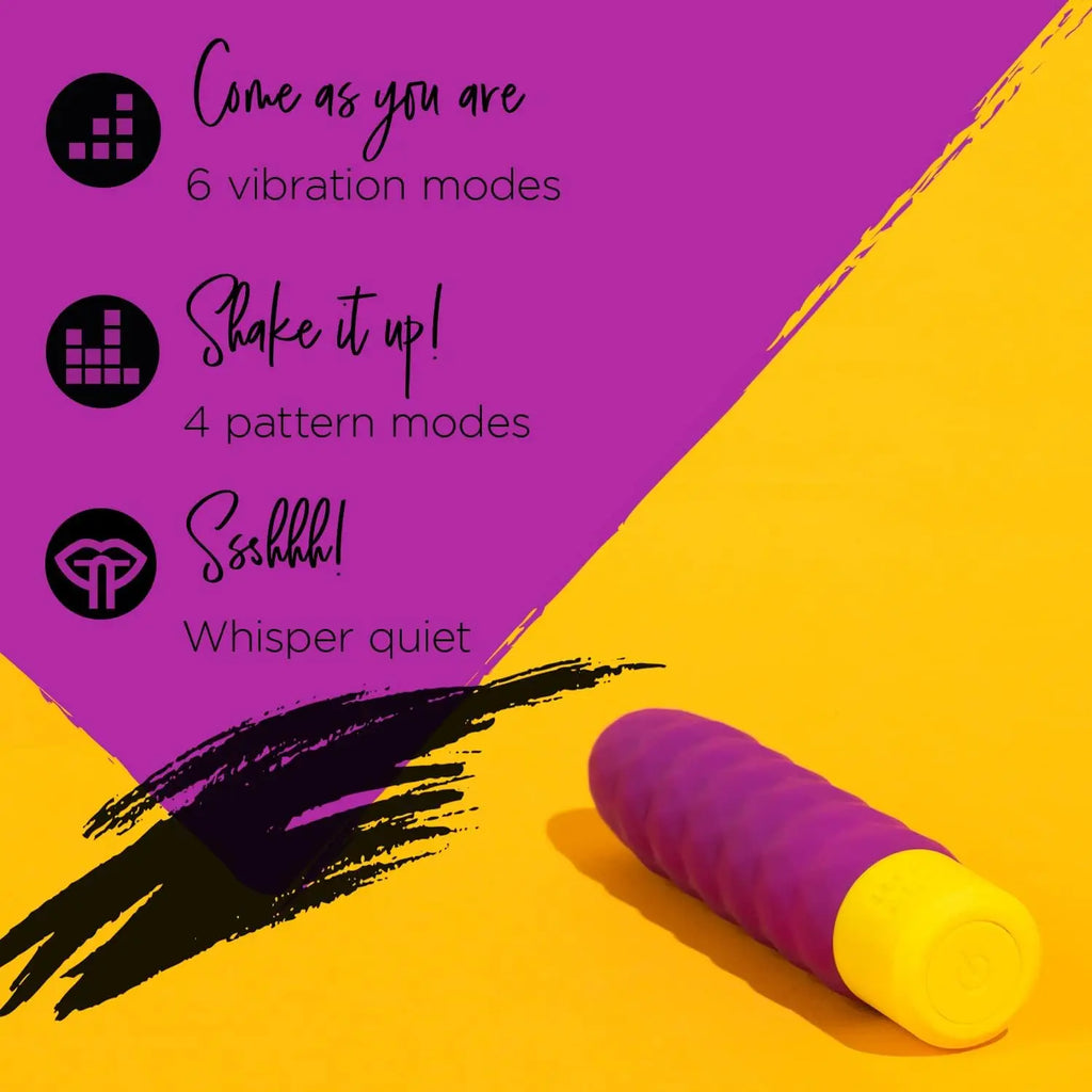 ROMP™ Beat Textured Bullet Vibrator – Waterproof Clitoral Stimulator Violet